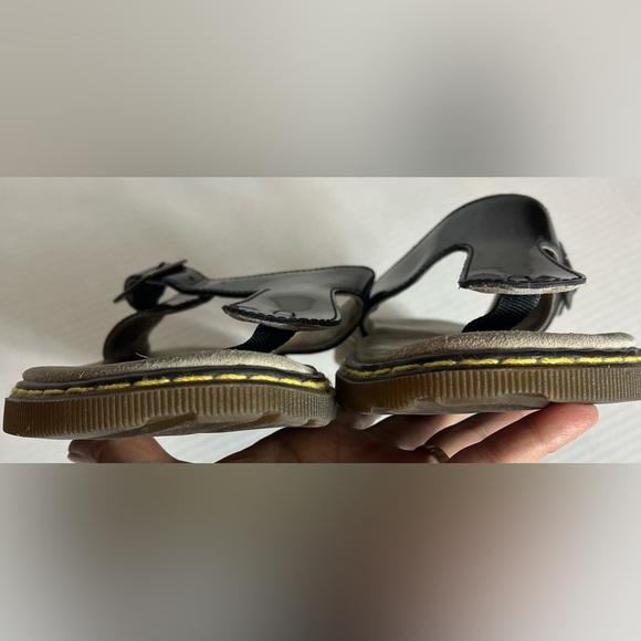 Dr Doc Martens "Doria" Black Patent Leather flip flop slip on Cushion Sandals 10 - Picture 7 of 10